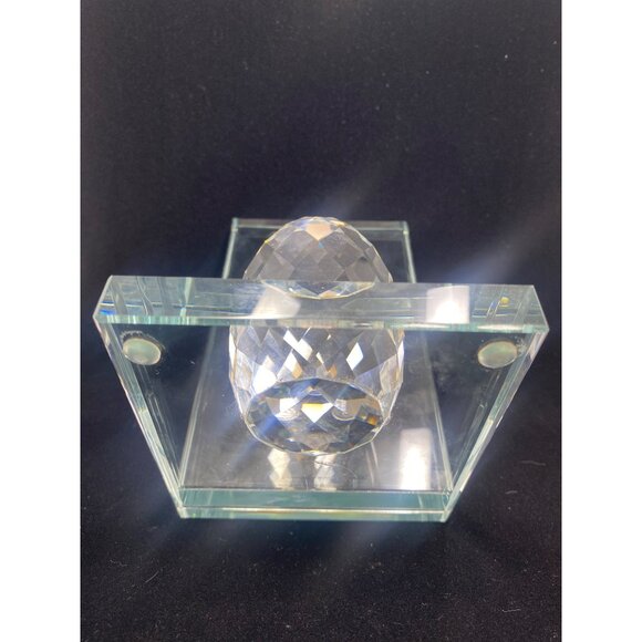Modern Heavy Lead Crystal Ball Cut Glass Bookend Square 4.5'' Tall - Picture 7 of 10